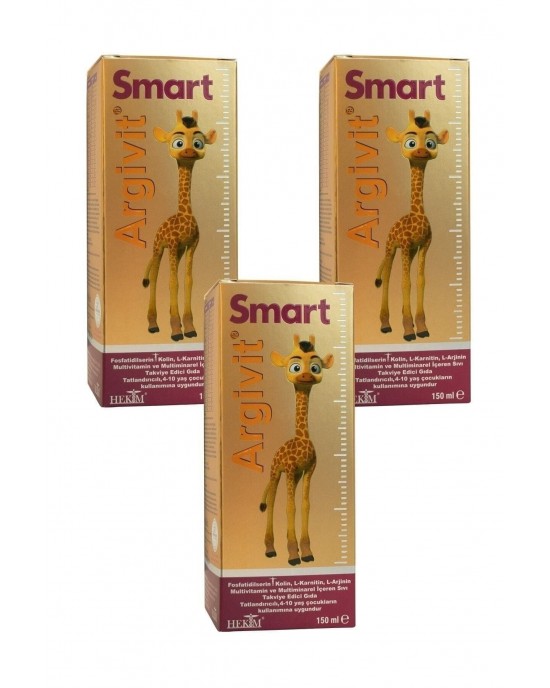 Argivit Smart Şurup Seti Çocuklar İçin, Dikkat Artırıcı, Zihinsel Netlik ve Hafıza Güçlendirici, 3 Şişe x 150 ml