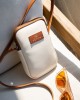 Stylish ESTUTE Shoulder Bag and Handbag, Versatile, Phone Holder with Adjustable Shoulder Strap, Turkish Leather, Cream Color 