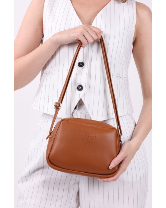 Women's Handbag and Shoulder Bag, Mini Urban Crossbody Bag with Zippered Adjustable Strap, Brown Color