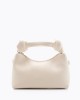 Women's Shoulder Bag with Knot Detail, Chain Strap and Small Shoulder Strap, Cream Color