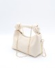 Women's Shoulder Bag with Knot Detail, Chain Strap and Small Shoulder Strap, Cream Color