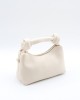 Women's Shoulder Bag with Knot Detail, Chain Strap and Small Shoulder Strap, Cream Color