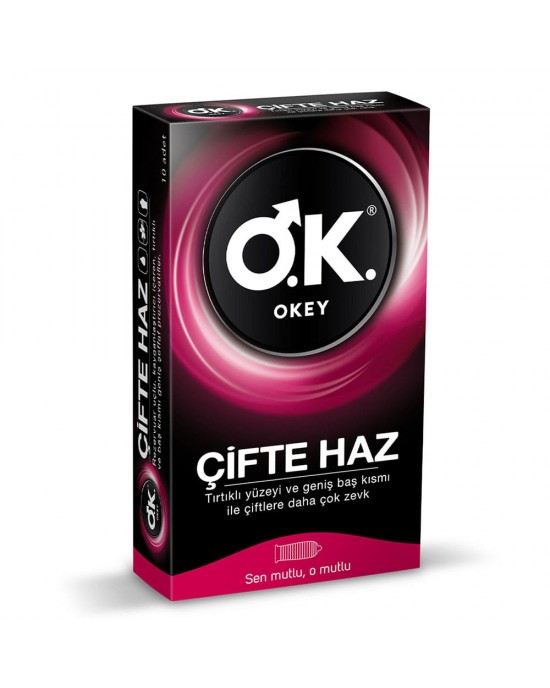 OKEY Double Pleasure Condoms - A New Dimension to Your Intimacy, 10 Pieces