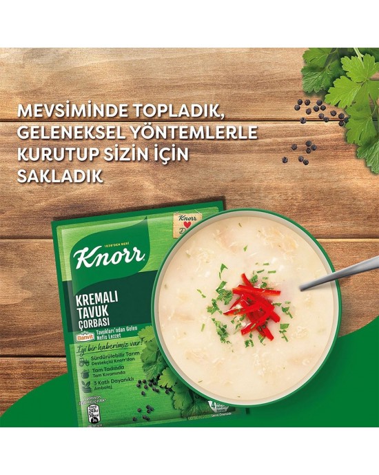 Knorr Kremalı Tavuk Çorbası 69 gr x 12 Adet, Gurme Lezzet, Hızlı Yemek Solüsyonu, Besleyici Lokum
