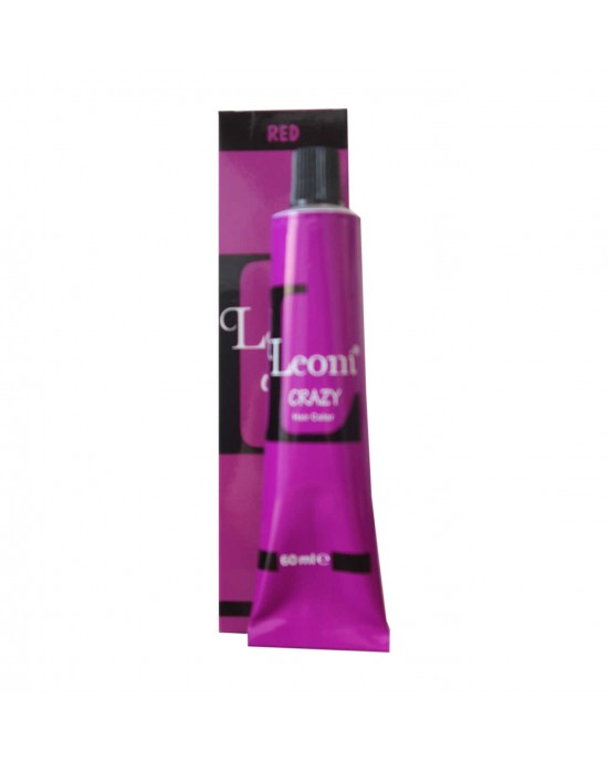 Leoni Permanent Hair Color Cream with Argan Oil Turkish Hair Dye Crazy Red 60 Ml