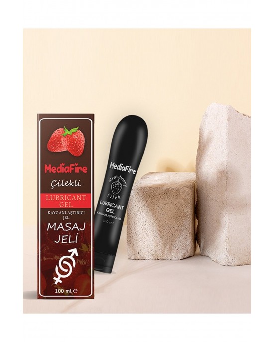 MediaFire Strawberry Lubricant Gel 100 ml - Water-Based Sexual Lubricant with Strawberry Aroma,100% Compatible with Condoms and Sex Toys