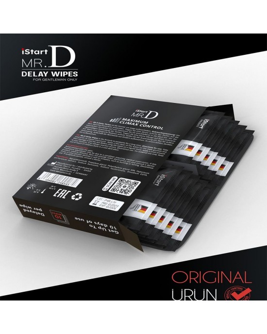 Mr.D Delay Wipes 10 Pcs - Male Wipes for Effective Delay, Made in Germany