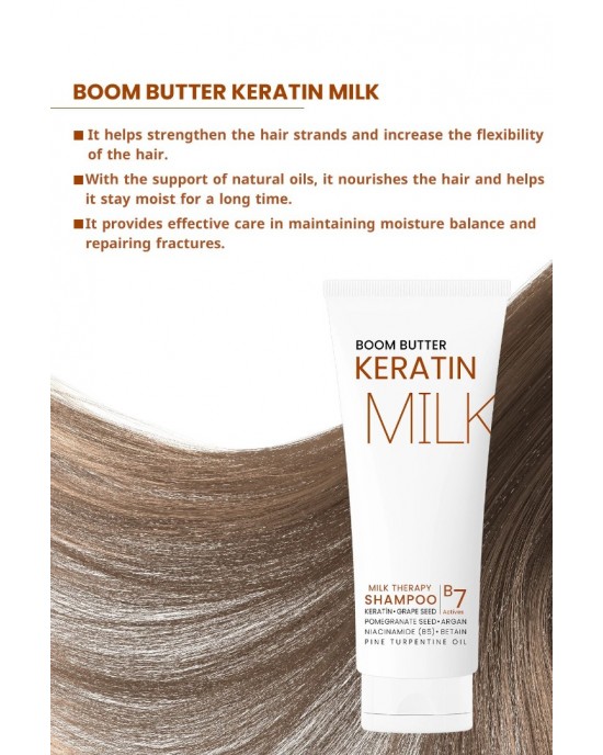 BOOM BUTTER Multifunctional (7 Actives) Keratin Milk Shampoo - Strengthen and Nourish Your Hair