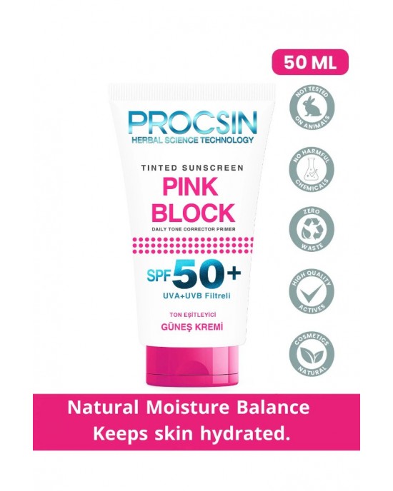 PROCSIN Pink Block Colored SPF50+ Sunscreen 50 ML - PINK BLOCK BRIGHTENING SUN CREAM