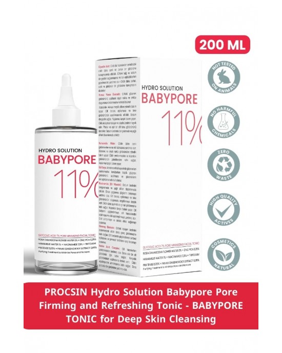PROCSIN Hydro Solution Babypore Gözenek Sıkılaştırıcı ve Canlandırıcı %7 Glikolik Asit Ginseng Tonik 200ML