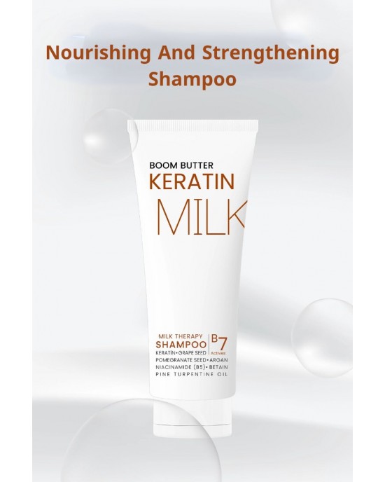   شامبو الحليب بالكيراتين متعدد الوظائف من بوم باتر7 مكونات نشطة لتغذية شعرك