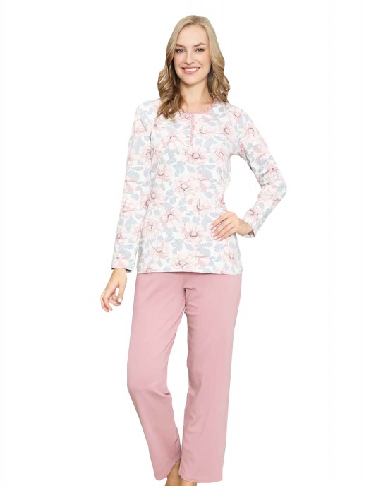 Turkish Women's Pajamas Set - Cozy Comfort with Long Sleeves and Crew Neck by Style Turk