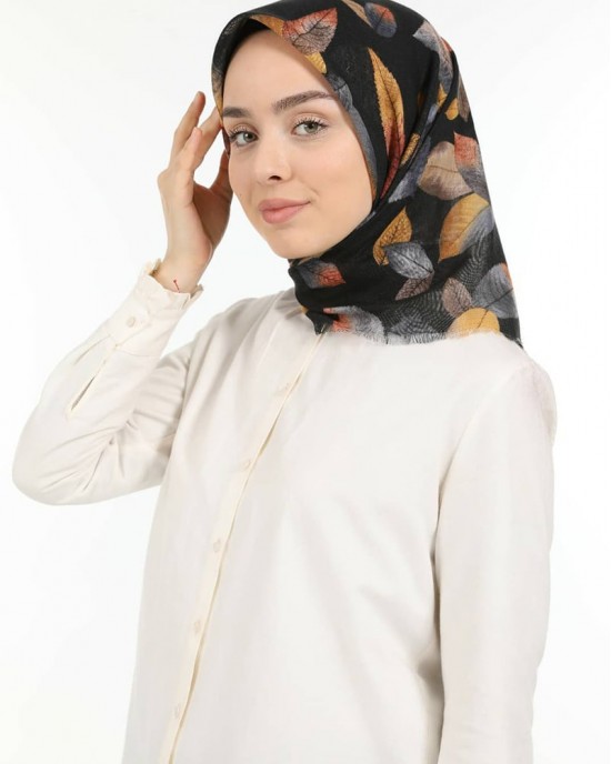 Head Scarf for Women, Turkish Hijab, Non-Slip Hijabs, Autumn Leaf Pattern