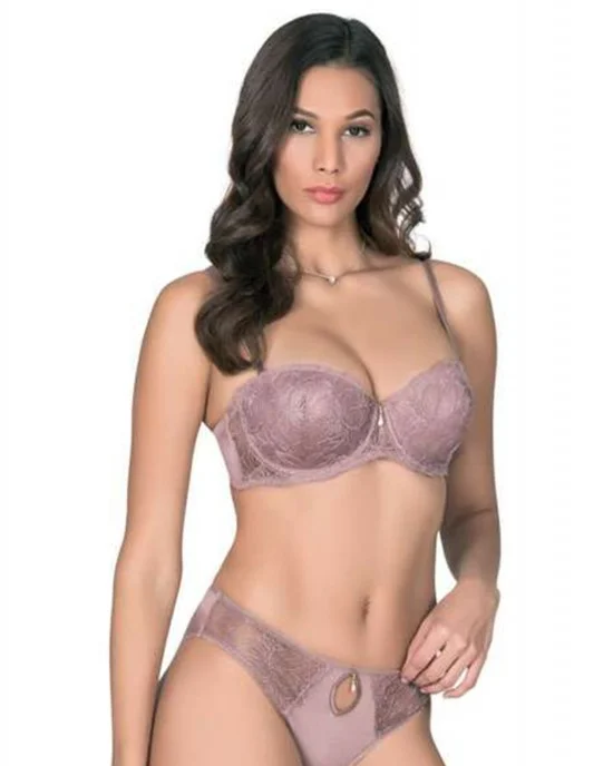 Plus Size Purple Sexy Lace Underwire Sexy Bra Set for Women