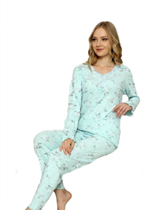 Elegance Redefined, Turkish Women's Crew Neck Long Sleeve Pajama Set