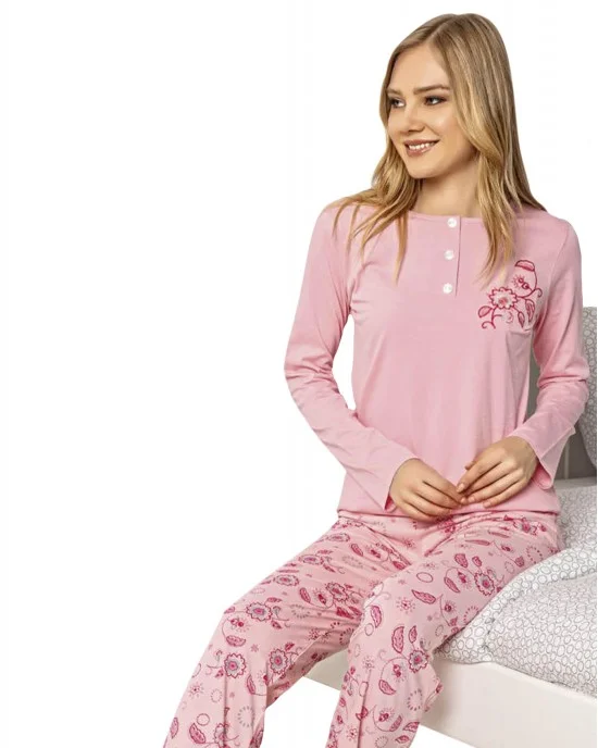 New Homewear Long Sleeve Pajamas Set Cute Leisure Women Sleepwear