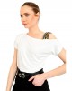 Casual Short Sleeve Shirt, Boat Neck Blouse Tops, Off One Shoulder Shirt