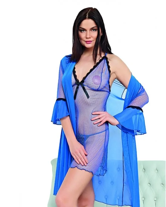 Women's Sexy Lingerie Open Cup Babydoll Sleepwear Chemise Set