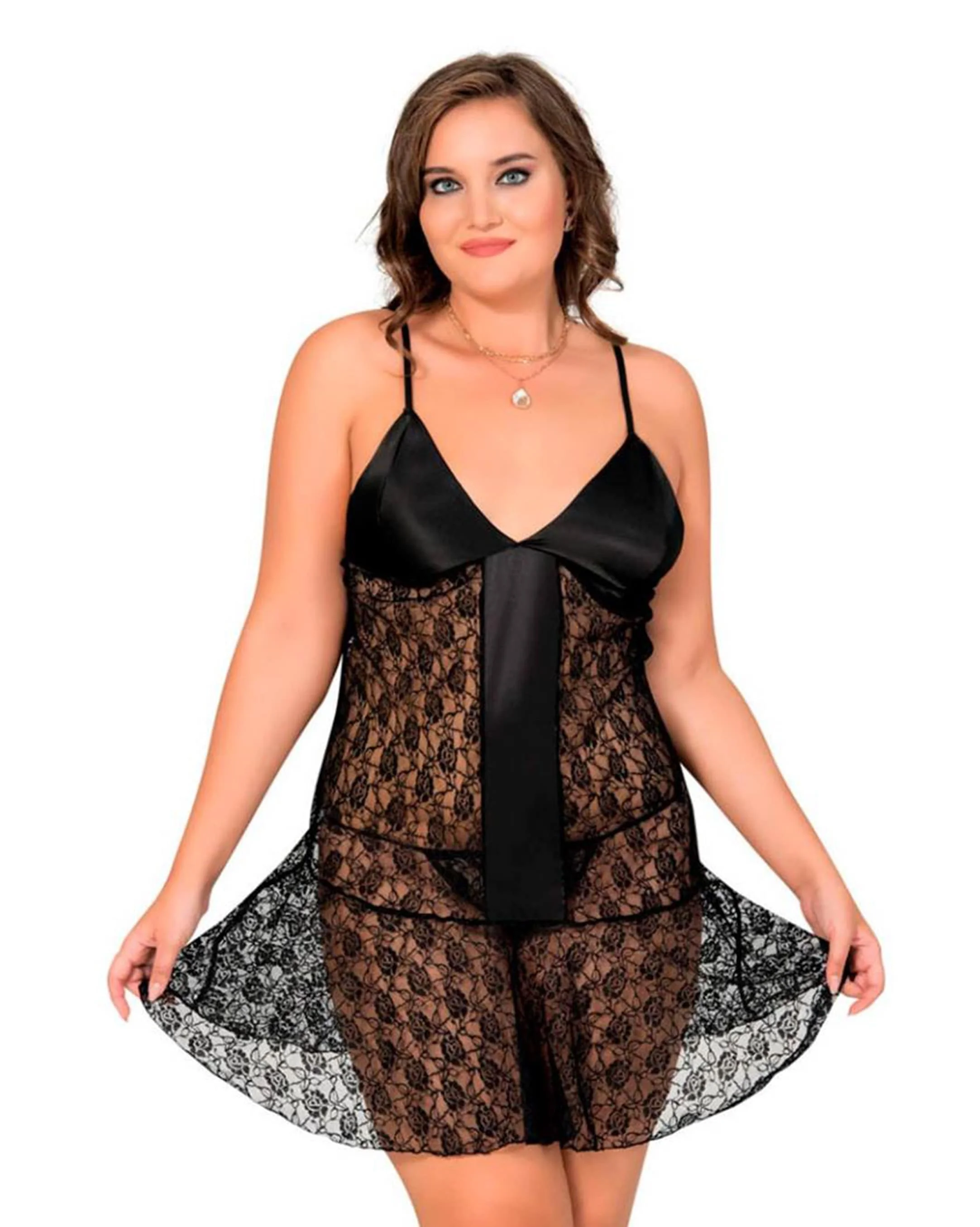 Sheer Lingerie, Black Lingerie for Ladies, Womens Lingerie Sleepwear  Outfits Lace Babydoll Plus Size Lingerie Set at  Women's Clothing  store
