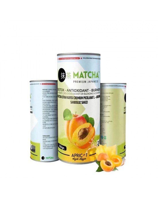 Apricot Flavor L-Carnitine Matcha Tea with Extra Ingredients, Matcha Tea for Your Wellness Journey, 20 Sachet x 8 gr
