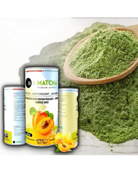 Apricot Flavor L-Carnitine Matcha Tea with Extra Ingredients, Matcha Tea for Your Wellness Journey, 20 Sachet x 8 gr