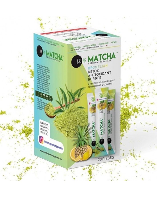 Matcha Premium Japanese Bromelain Tea with Lemon Flavor - Antioxidant-Rich Blend, Detox Tea, 20 Sachet