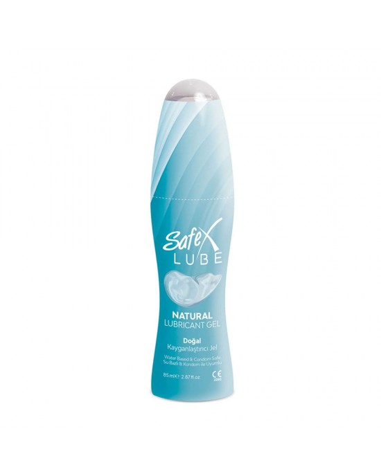 Safex Lube Natural Lubricant Gel, Plain Flavor, Water-Based, Condom-Safe, Long-Lasting Personal Lubricant, 85 ml, (2.87 fl. oz)