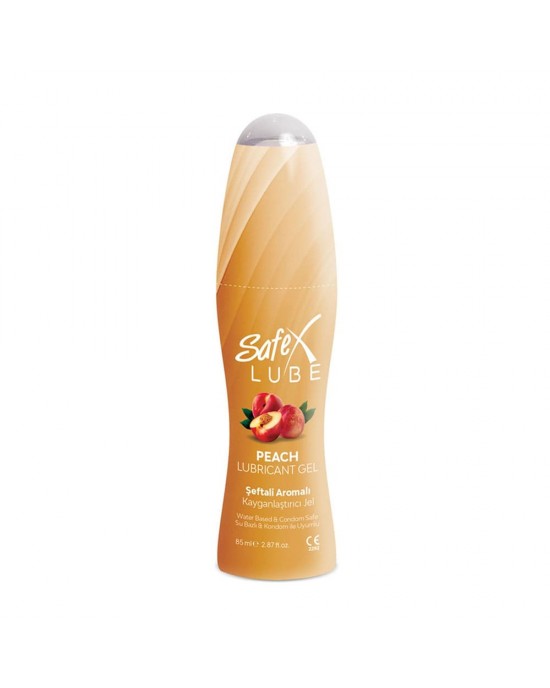 Safex Lube Peach Lubricant Gel – Water-Based, Condom-Friendly, Long-Lasting, Peach Flavor – 85 ml (2.87 fl. oz)