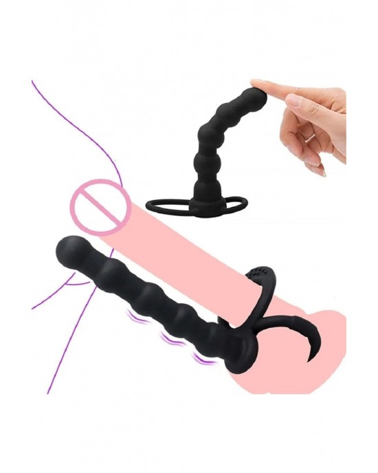 Penis Ring with Anal Entry, Anal Beads with Cock Ring - Ultimate Dual Stimulation Silicone Sex Toy