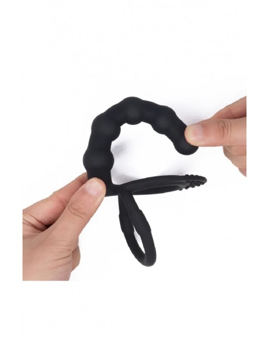 Penis Ring with Anal Entry, Anal Beads with Cock Ring - Ultimate Dual Stimulation Silicone Sex Toy