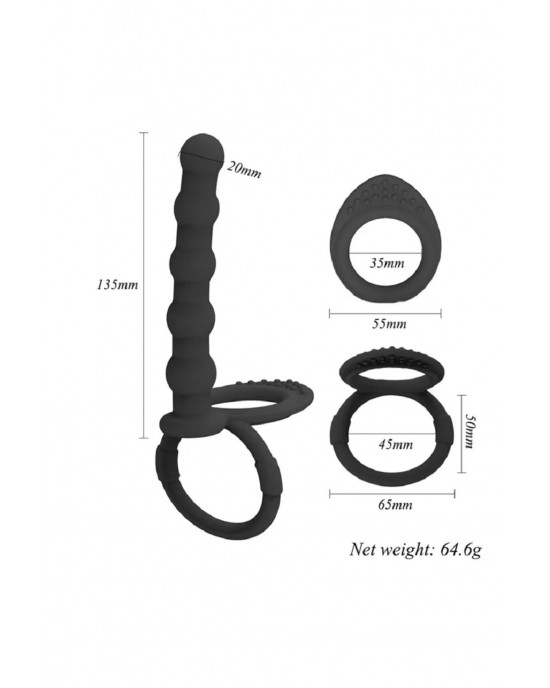 Penis Ring with Anal Entry, Anal Beads with Cock Ring - Ultimate Dual Stimulation Silicone Sex Toy