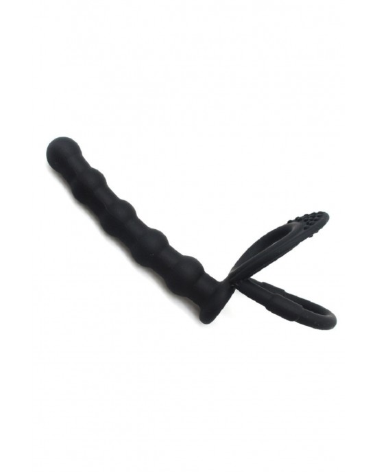 Penis Ring with Anal Entry, Anal Beads with Cock Ring - Ultimate Dual Stimulation Silicone Sex Toy