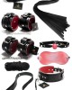 Enhance Intimacy with the Fantasy Accessory 7-Piece Fantasy Set - Black and Red Bondage Tools for Unforgettable Moments