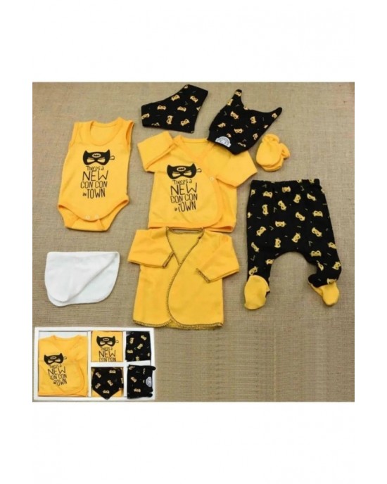 Hospital Exit Set Batman Patterned 8-Piece Baby Boy Newborn - Comfortable and Safe Cotton Wear