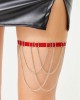 Cottonhill Adjustable Women's Leg Accessory with Red Fabric Ribbon and Silver Chain Detail