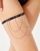 Cottonhill Adjustable Women's Leg Accessory with Black Fabric Ribbon and Silver Chain Detail