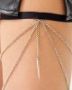 Cottonhill Adjustable Women's Thigh Accessory with Black Fabric Band Detail and Silver Chain