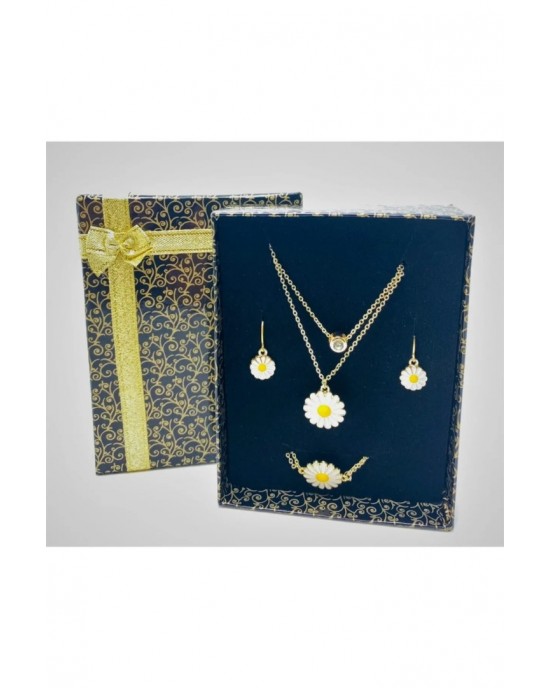Daisy Jewelry Set - Daisy Necklace, Bracelet, and Earrings Gift for Lover