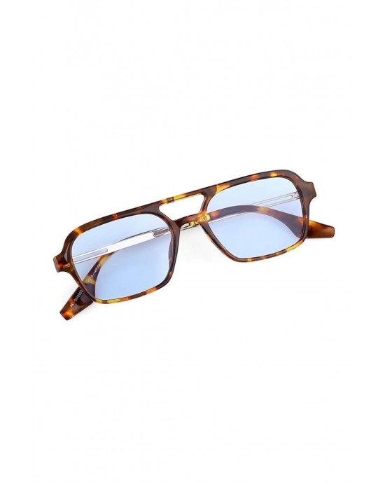 Modalucci Unisex Sunglasses, Fashionable, Stylish, Durable, Affordable UV Protection Eyewear, Bone Frame, Leopard Skin Color, Blue Lenses