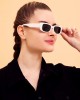 Modalucci Women's Sunglasses, Stylish, Polarized, UV Protection, High-Quality Eyewear, White Color, Black Lens Color