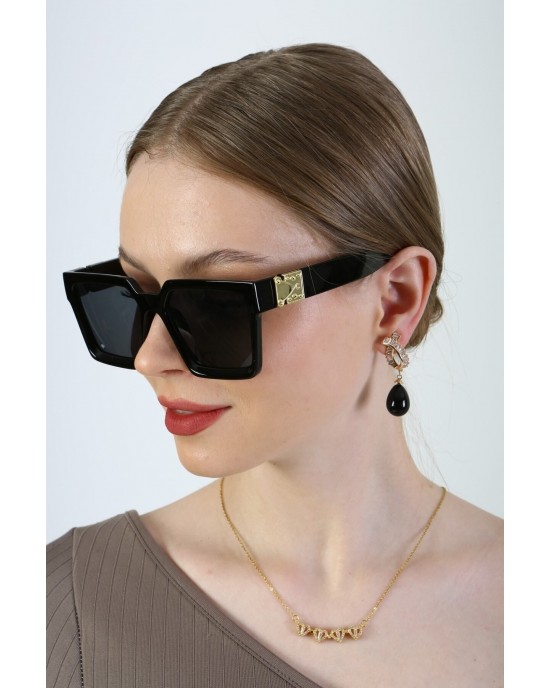 Gold Black Sunglasses for Women, Stylish, Polarized UV Protection Eyewear