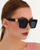 Gold Black Sunglasses for Women, Stylish, Polarized UV Protection Eyewear