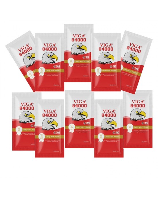 Vega 84000 Delay Wipes - Red Wet Wipes for Prolonged Intimate Moments and Control, Made in Germany, 10 Wipes X 3 Ml