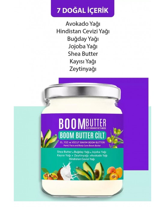 BOOM BUTTER Anti-Dryness Repair Skin Care Oil with 7 Natural Oils 190 ML - Turkish Boom Butter for Body, Face, and Hands Care