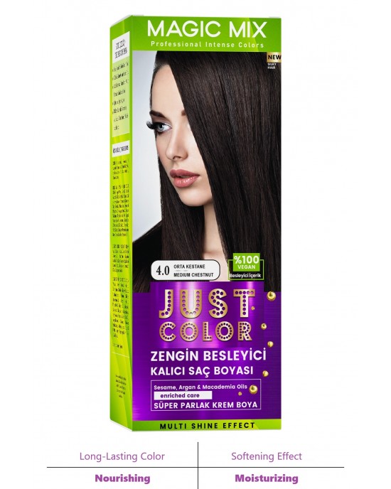 Magic Mix COLOR KIT 4.0 Medium Chestnut100% Vegan Transform Your Hair with All-Natural Herbal Hair Dye
