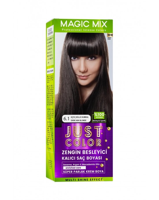 Magic Mix COLOR KIT 6.1 Koyu Küllü Kumral 100% Vegan Saçınızı Tamamen Doğal Bitkisel Saç Boyası ile Dönüştürün