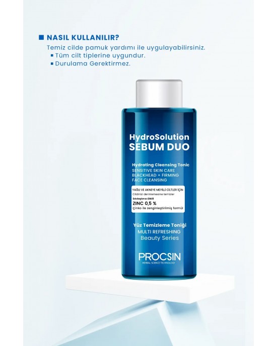 PROCSIN Hydrosolution Tonic 200 ml – Yağlı ve Akneye Eğilimli Ciltler İçin Türk Kozmetik Çözümü