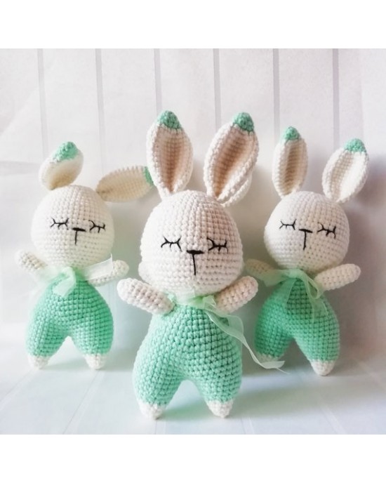 Amigurumi Rabbit Crochet Toy, Doll for Kids, Amigurumi Doll, Crochet Doll, 100% Organic Syrian Handmade Soft Amigurumi Toy, Amigurumi Sleeping Friend