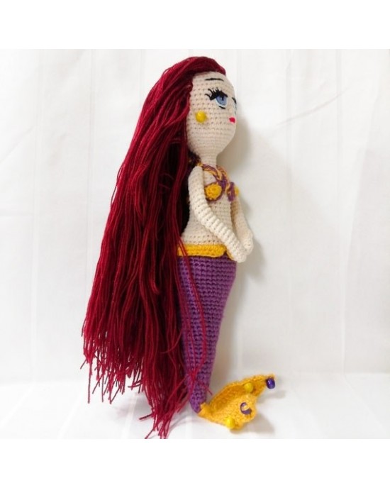 Mermaid Crochet Toy, Doll for Kids, Amigurumi Doll, Crochet Doll, 100% Organic Syrian Handmade Soft Amigurumi Toy, Amigurumi Sleeping Friend