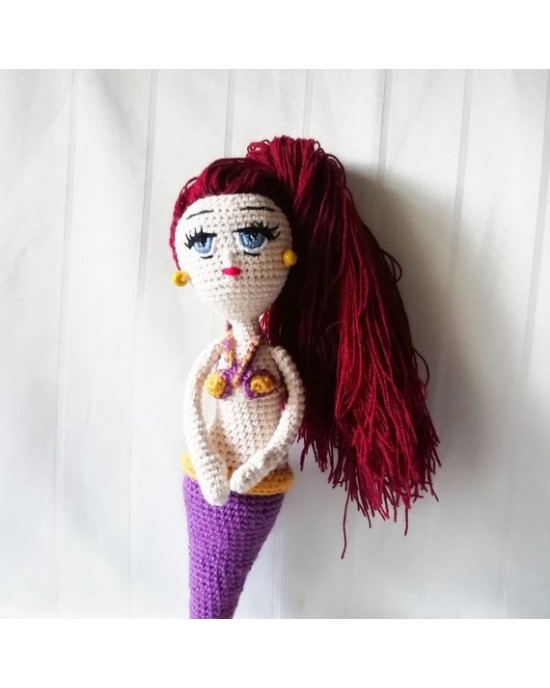 Sevimli Deniz Kızı, Çocuklar İçin Bebek, Amigurumi Bebek, Örgü Bebek, %100 Organik El Yapımı Yumuşak Amigurumi Oyuncak, Amigurumi Uyku Arkadaşı